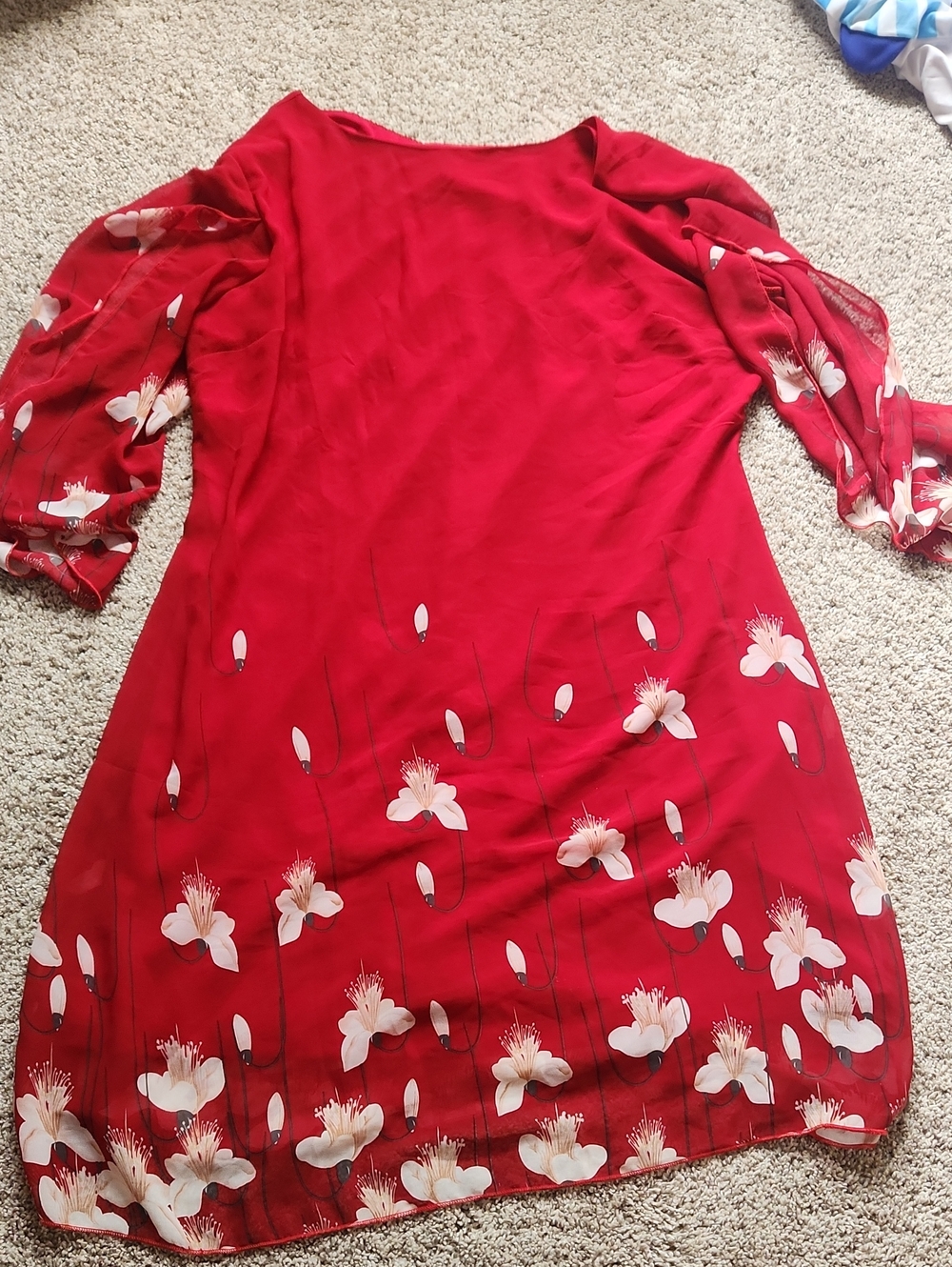 Grace Karin Red Floral Dress, Open Sleeve